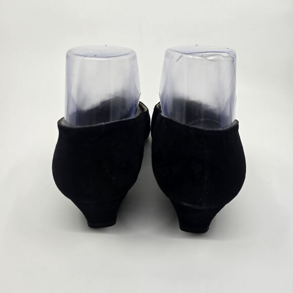 Cappagallo Suede Button Loafers Pointed Toes WMNS US Size 7W VTG Black Shoes - Picture 4 of 7